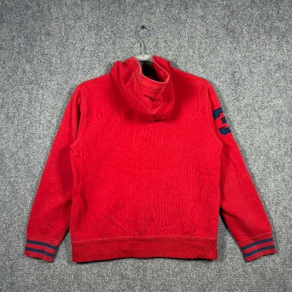Vintage Polo Ralph Lauren Big Pony Zip Up Hoodie Youth Large 14-16 Red Blue - Picture 2 of 9